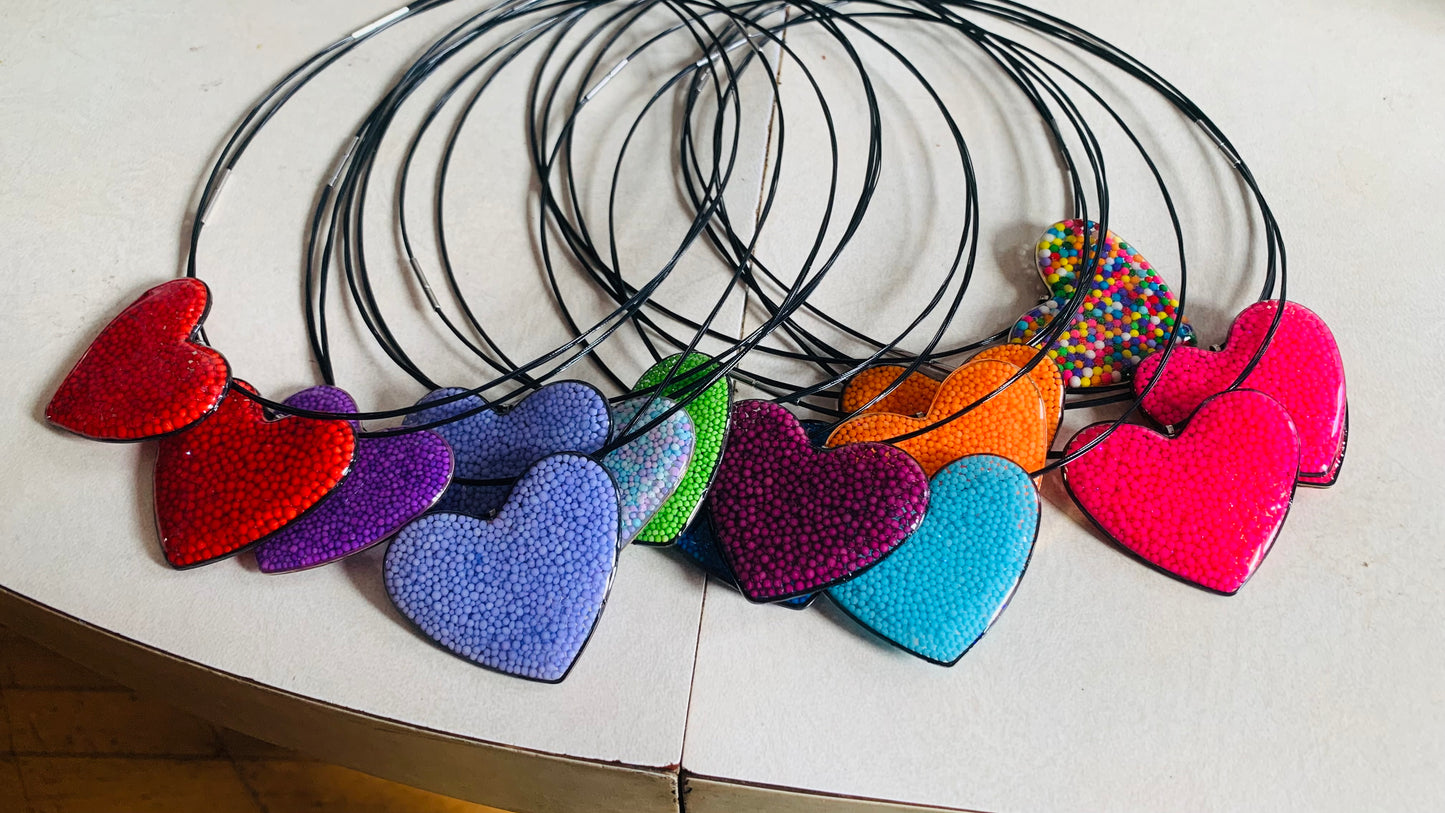 Jumbo Sprinkle Heart Necklce