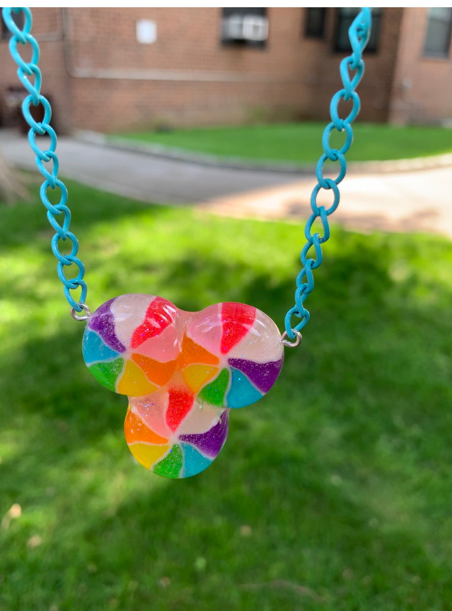 Rainbow Pinwheel Cluster Necklace Glitterlimes