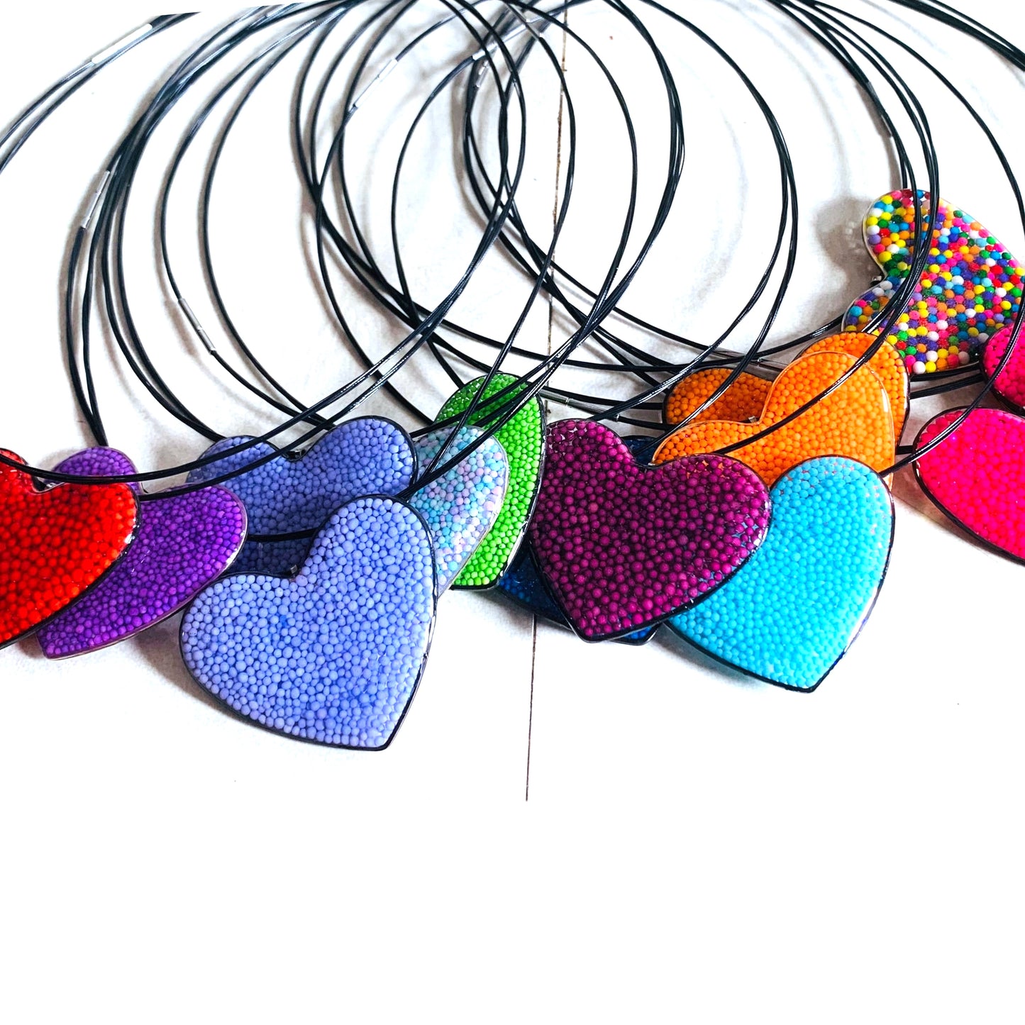 Jumbo Sprinkle Heart Necklce